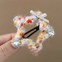 HA253 - Colorful star bow plush Hair Clip